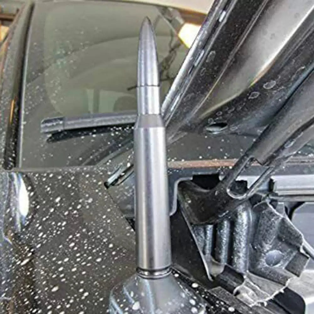 FOR FORD F150 F250 50 CAL CALIBER BULLET ALUMINUM SHORT ANTENNA CHROME SILVER EA 6B93BC-57 [11]