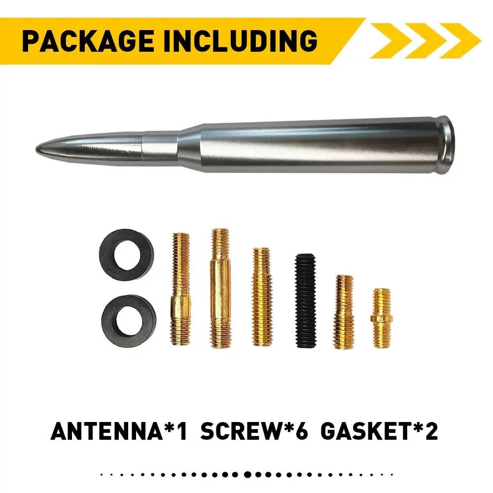 FOR FORD F150 F250 50 CAL CALIBER BULLET ALUMINUM SHORT ANTENNA CHROME SILVER EA 6B93BC-57 [6]