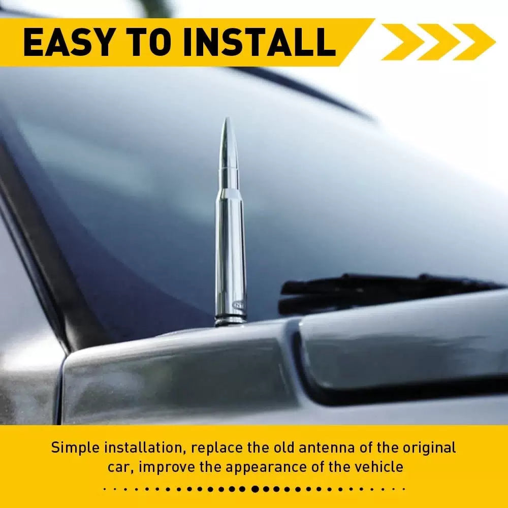 FOR FORD F150 F250 50 CAL CALIBER BULLET ALUMINUM SHORT ANTENNA CHROME SILVER EA 6B93BC-57 [8]