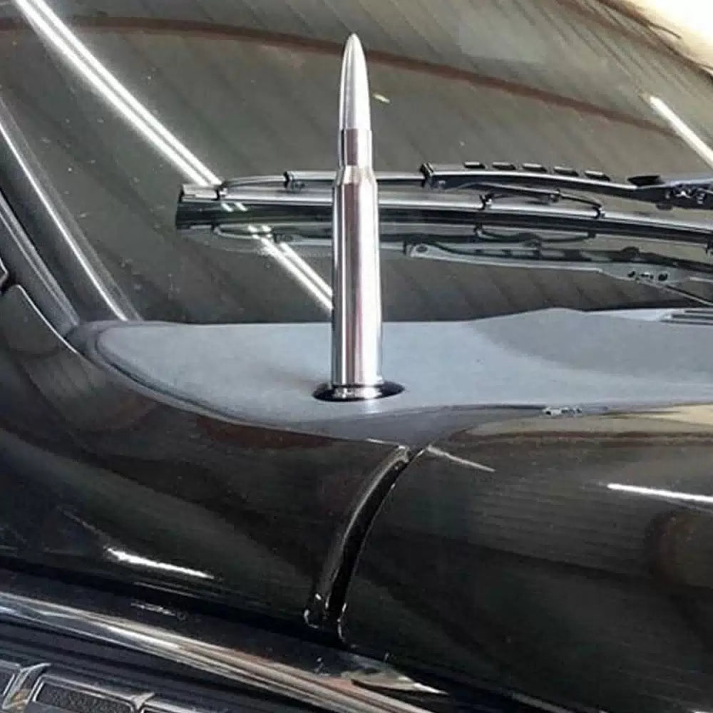 FOR FORD F150 F250 50 CAL CALIBER BULLET ALUMINUM SHORT ANTENNA CHROME SILVER EA 6B93BC-57 [9]