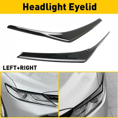 FOR TOYOTA 2018-2022 CAMRY GLOSSY BLACK HEADLIGHT EYELID EYE LID COVER EYEBROWS 6B93BC-57 [1]