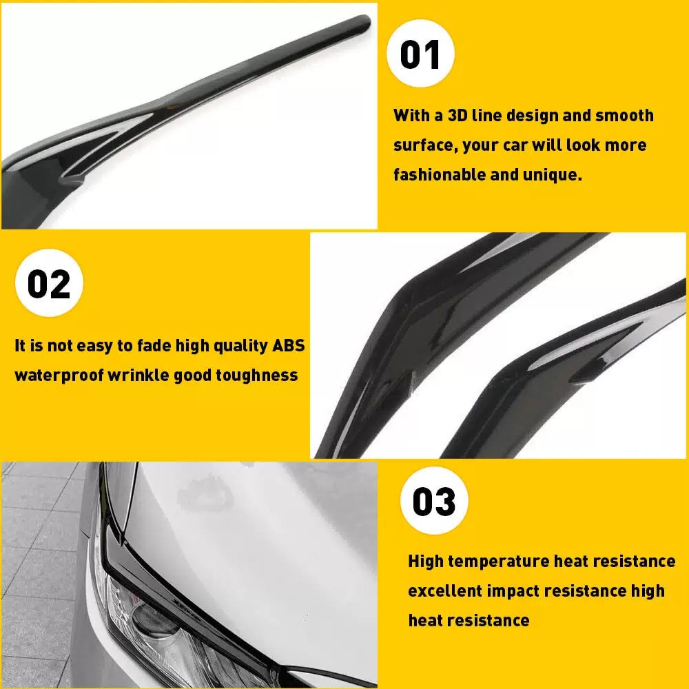 FOR TOYOTA 2018-2022 CAMRY GLOSSY BLACK HEADLIGHT EYELID EYE LID COVER EYEBROWS 6B93BC-57 [3]