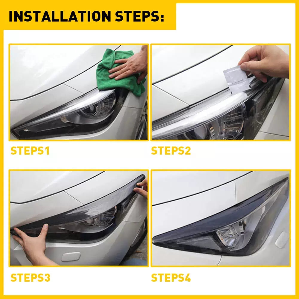 FOR TOYOTA 2018-2022 CAMRY GLOSSY BLACK HEADLIGHT EYELID EYE LID COVER EYEBROWS 6B93BC-57 [7]