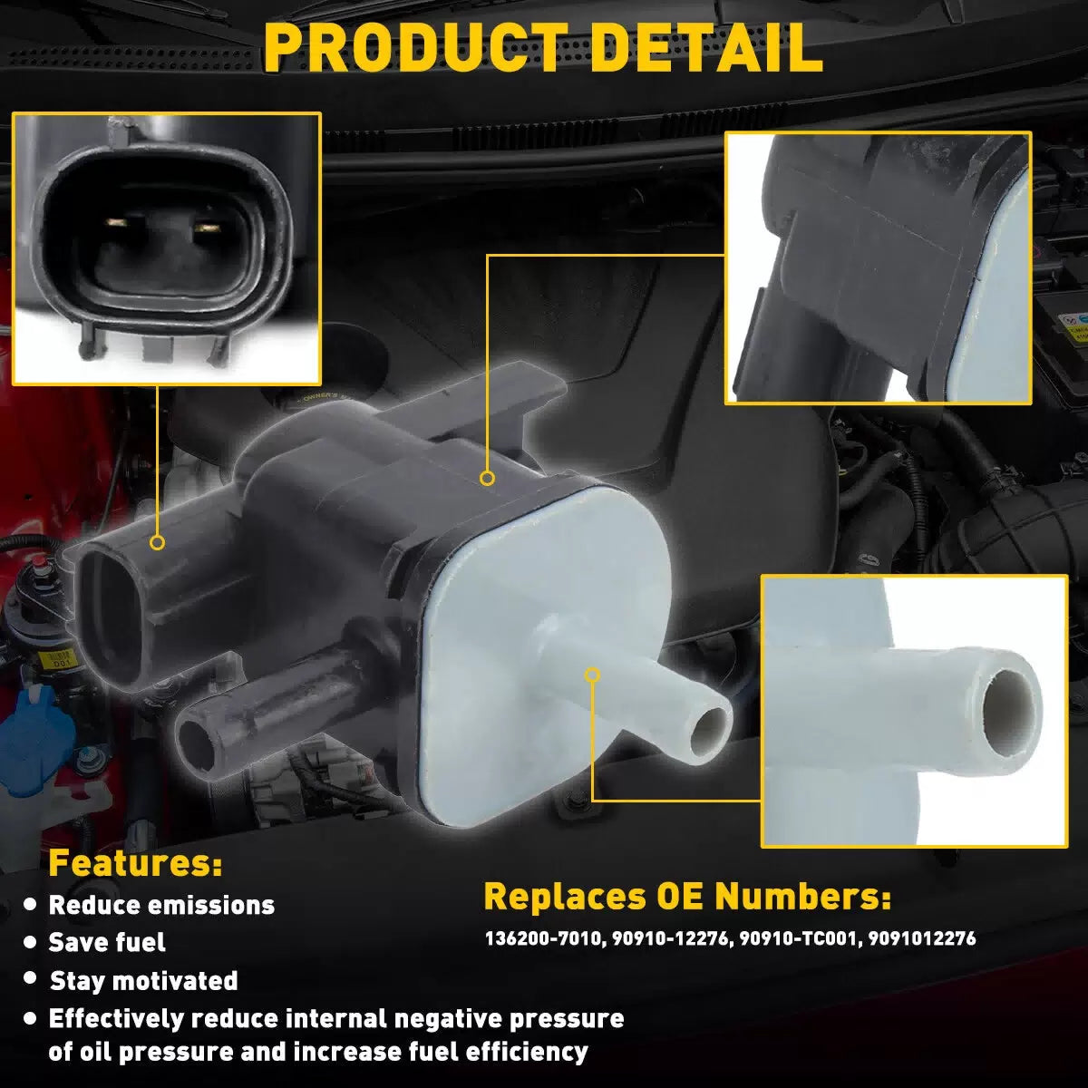 FOR TOYOTA COROLLA 09-13 CE LE S STD 4 Cyl VAPOR CANISTER PURGE SOLENOID VALVE A 6B93BC-57 [4]
