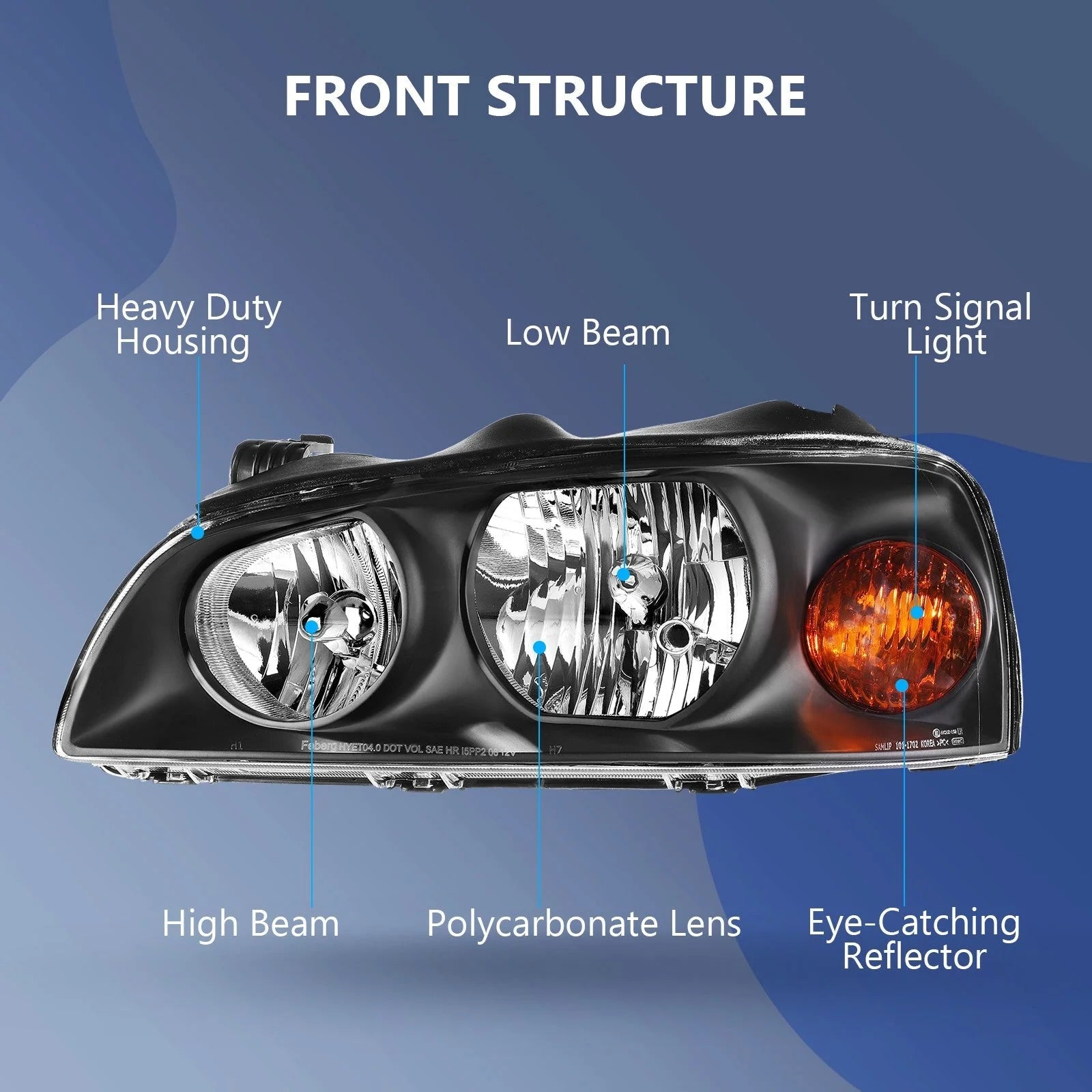 Fit For 2004-2006 Hyundai Elantra Front Clear Lens Headlight Assembly One Pair 6B93BC-57 [3]