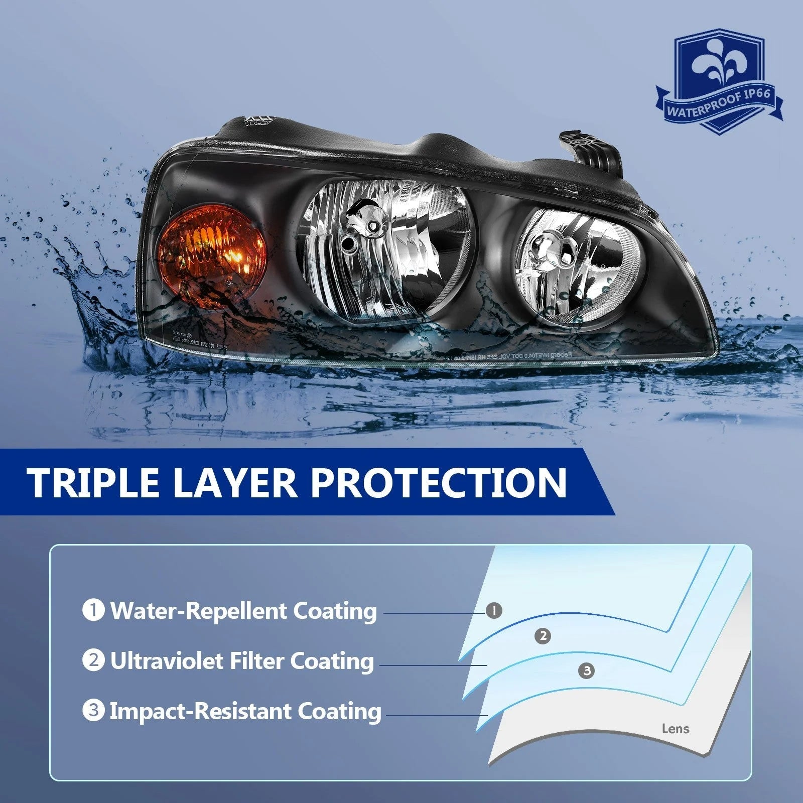 Fit For 2004-2006 Hyundai Elantra Front Clear Lens Headlight Assembly One Pair 6B93BC-57 [5]