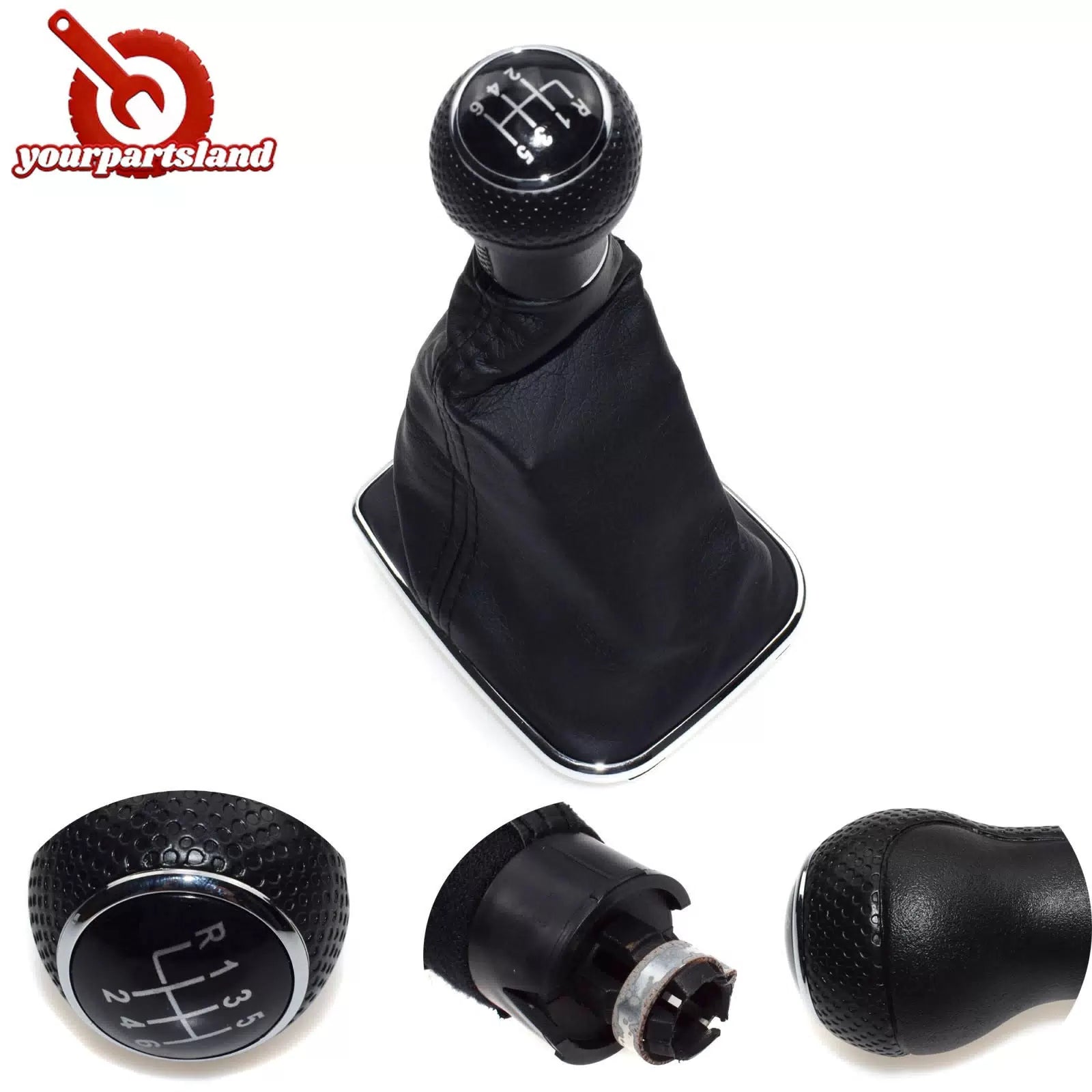 Fit VW Golf Jetta 98-05 Chrome 6 Speed Shifter Gear Shift Knob Gaitor Boot 6B93BC-57 [1]
