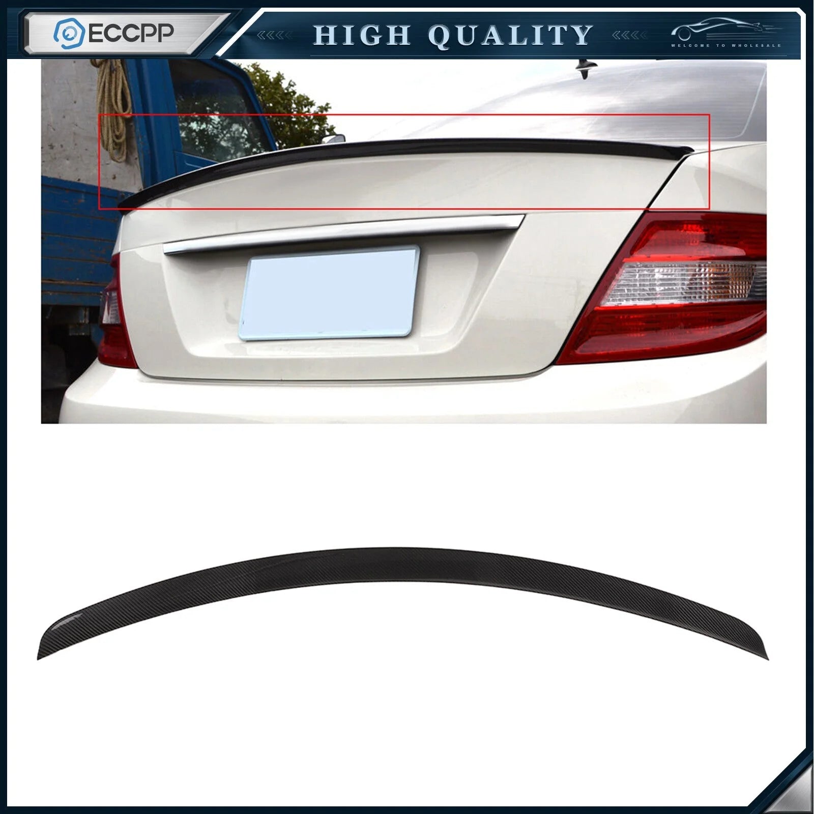 Fits 08-14 Mercedes Benz W204 C Class Real Carbon Fiber Rear 6B93BC-57 [1]