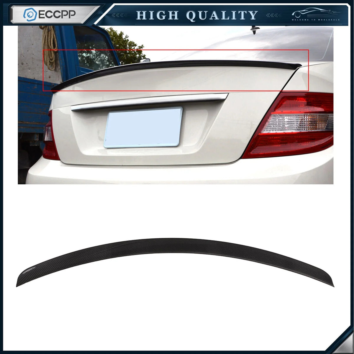 Fits 08-14 Mercedes Benz W204 C Class Real Carbon Fiber Rear 6B93BC-57 [1]