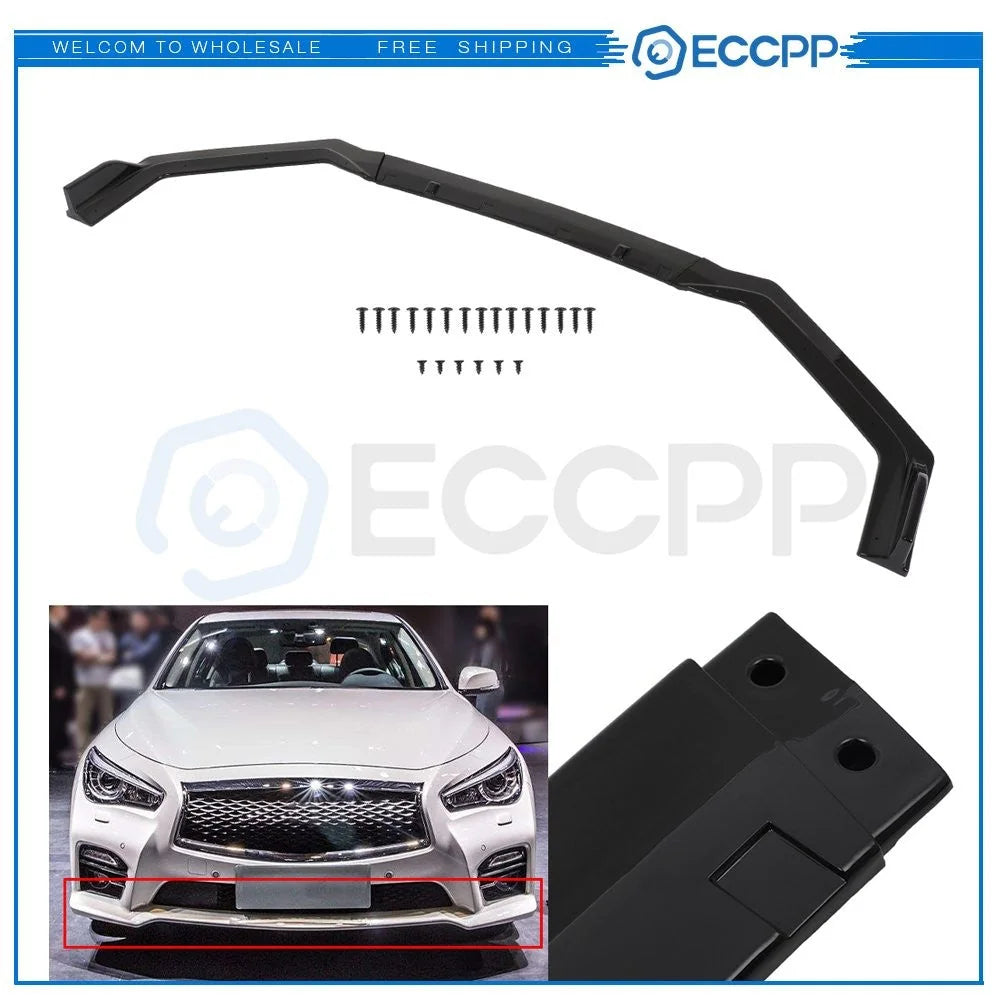 Fits 18 19 20 Infiniti Q50 Sport Front Bumper Lip Spoiler Splitter Paintd Black KOEEP [1]