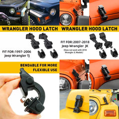 Fits 1997-2006 Jeep Wrangler TJ Hood Latch Pins Lock Hood Hood Latches Catch Kit 6B93BC-57 [1]