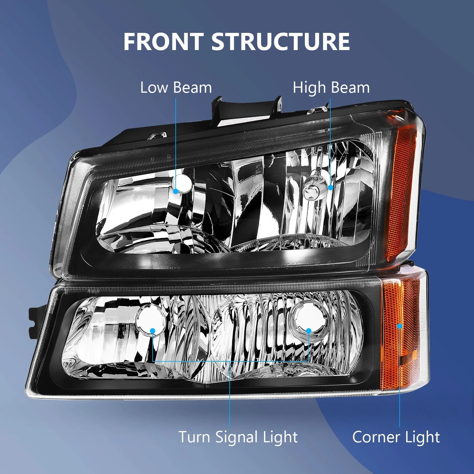 Fits 2003-2006 Chevy Avalanche Headlamp Headlights Assembly Pair Replacement Set 6B93BC-57 [2]