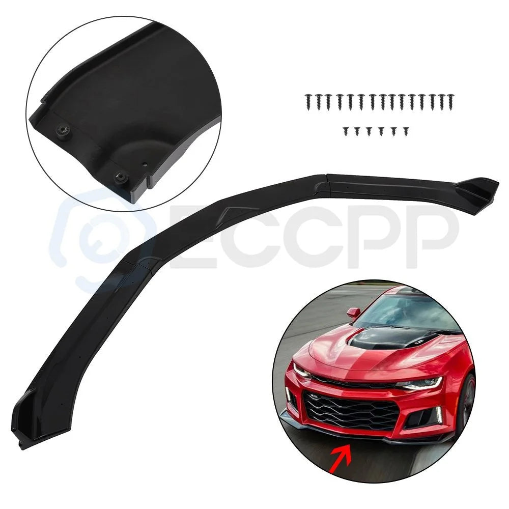 Fits 2016-present Chevy Camaro 3PC Black Front Bumper Spoiler Lip 6B93BC-57 [1]