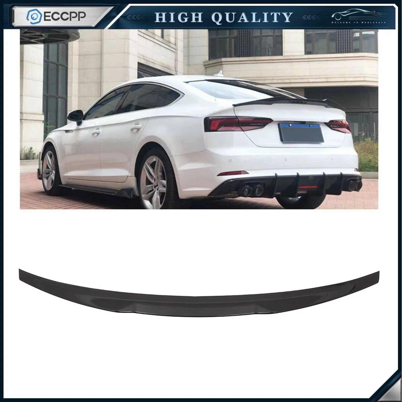 Fits 2017-2020 Audi A5 S5 4-Door Real Carbon Fiber Trunk KOEEP [1]