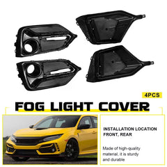 Fog Light Garnish Covers For 2016 2017-2021 Honda Civic Type-R Front + Rear EOA 6B93BC-57 [1]