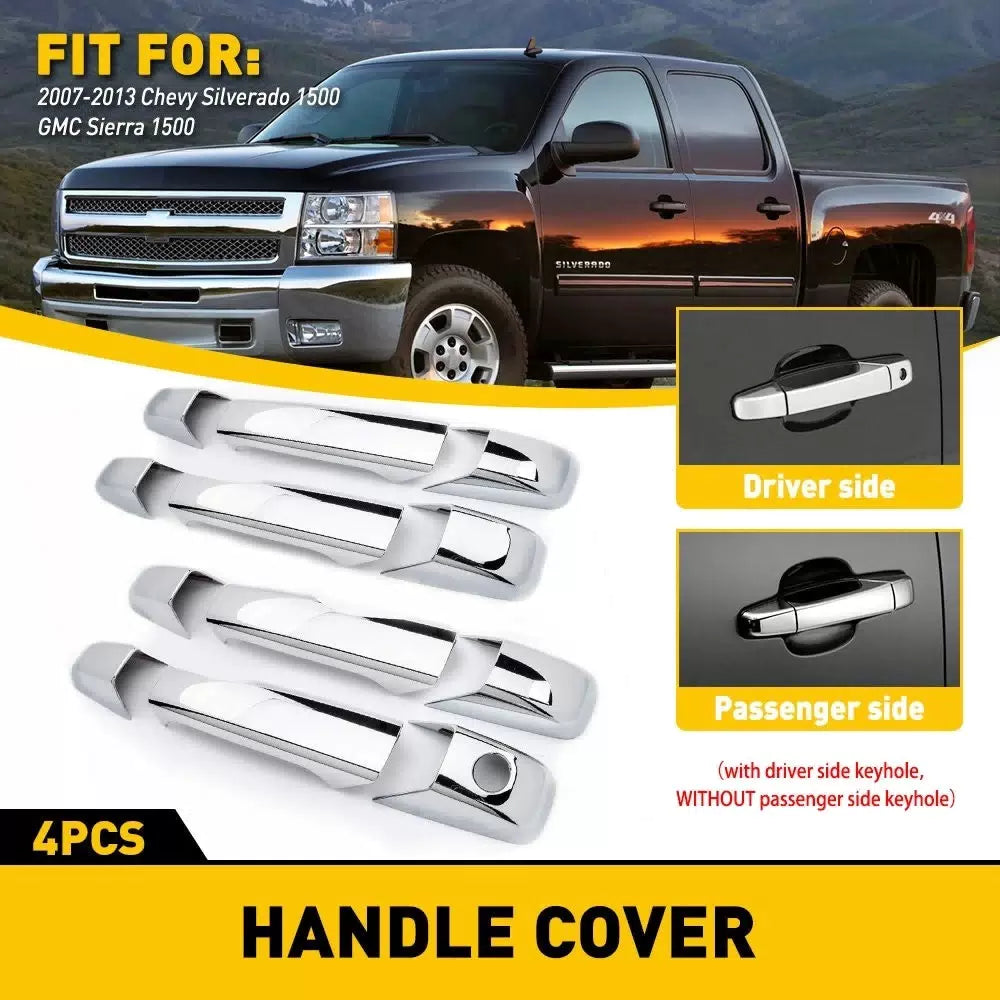 For 07-13 Chevy Silverado GMC Sierra 1500 3500 2500 CHROME 4Dr Handle Covers EOA 6B93BC-57 [1]
