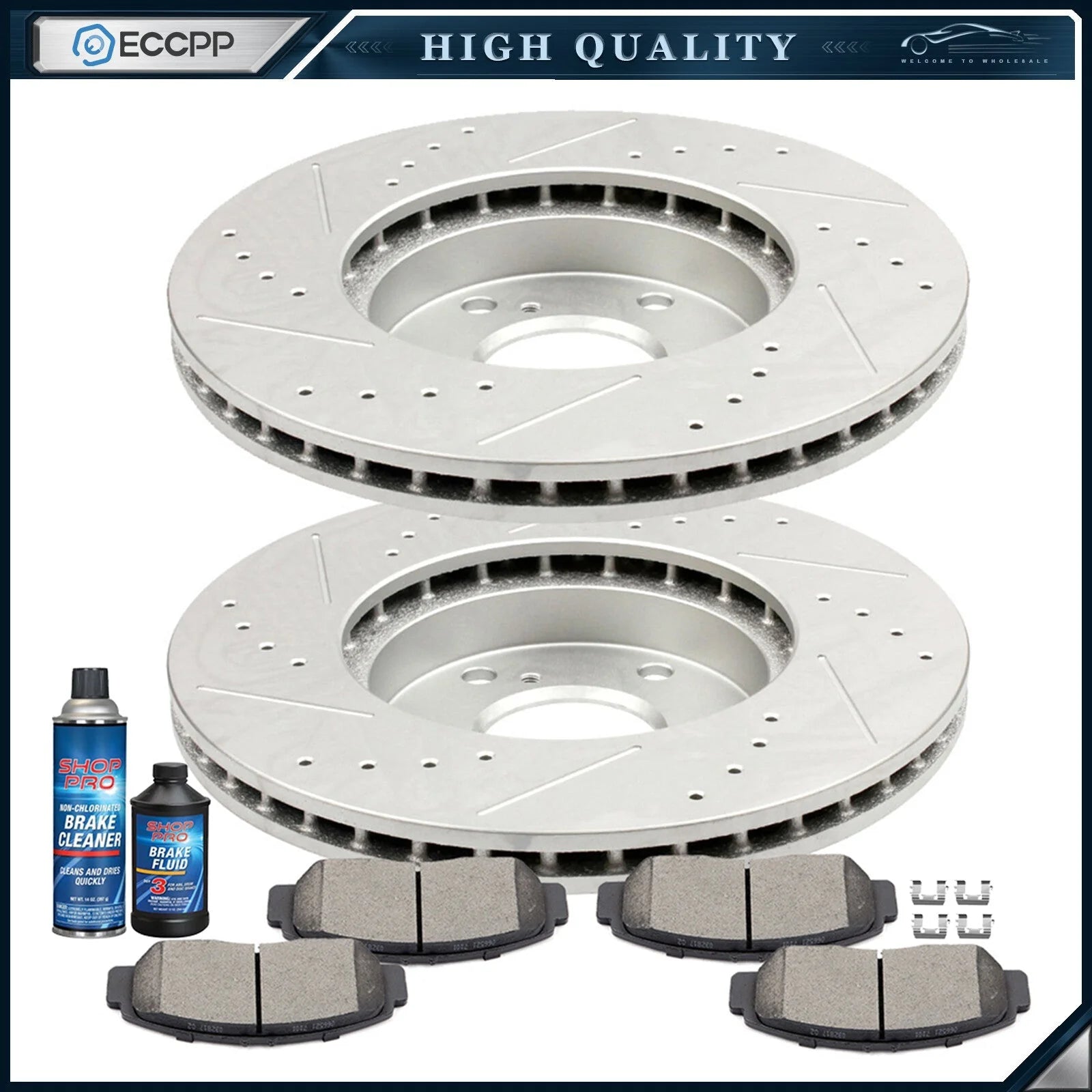 For 07 Honda Accord Sedan Front Brake Rotors And Ceramic Pads Drilled & Slotted 6B93BC-57 [1]