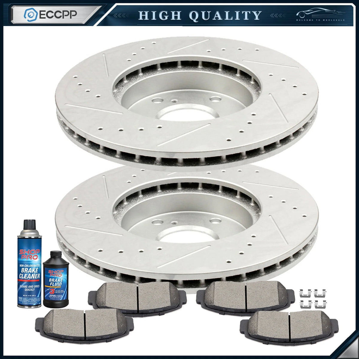 For 07 Honda Accord Sedan Front Brake Rotors And Ceramic Pads Drilled & Slotted 6B93BC-57 [1]