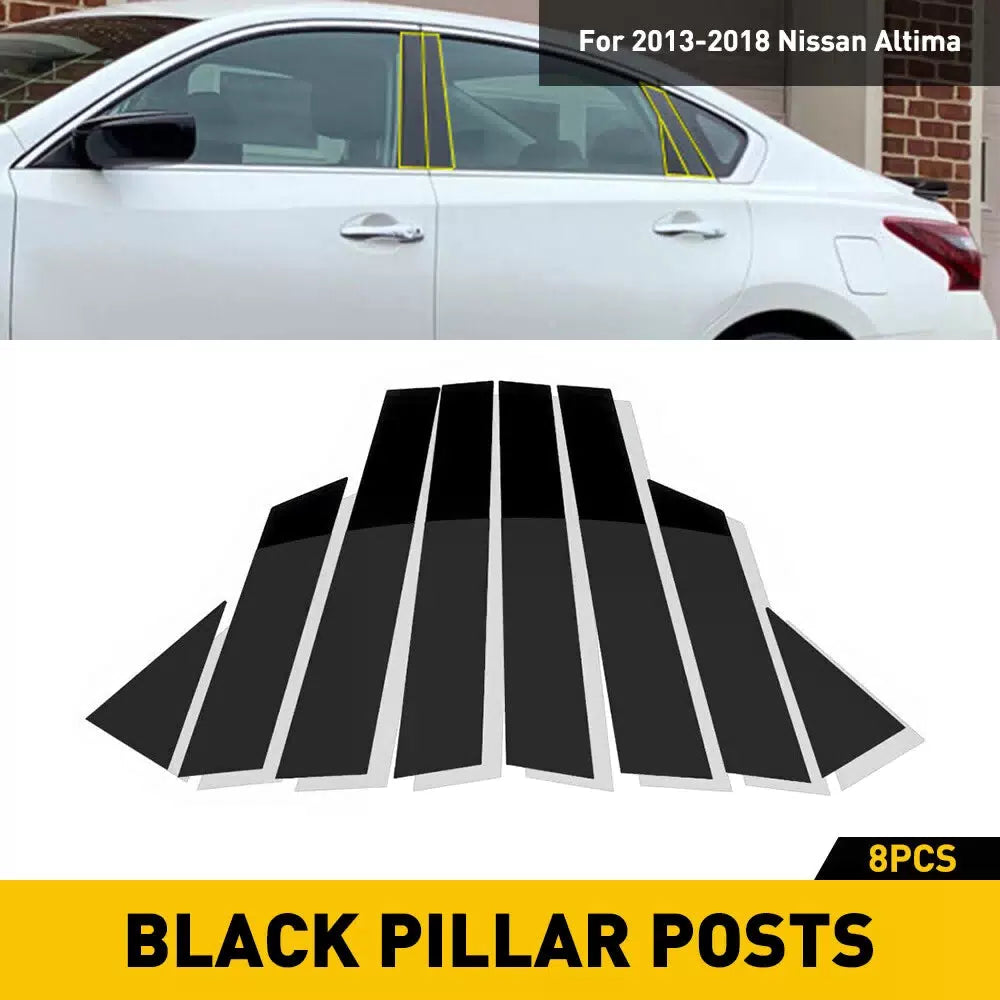 For 13-2018 Nissan Altima 8PCS Glossy Black Posts Pillar Window Door Trim Cover 6B93BC-57 [6]