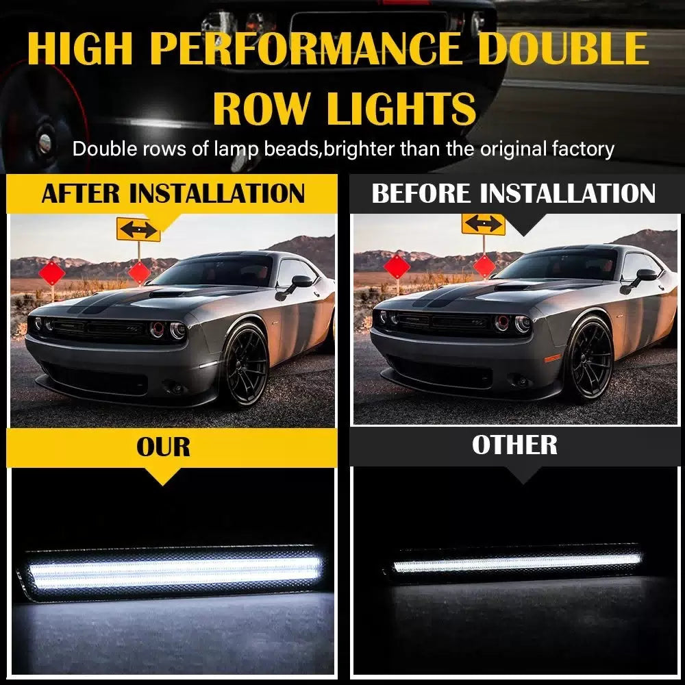 For 15-22 Dodge Challenger White LED Front Bumper Side Light Marker Lamp 2PCS 6B93BC-57 [9]