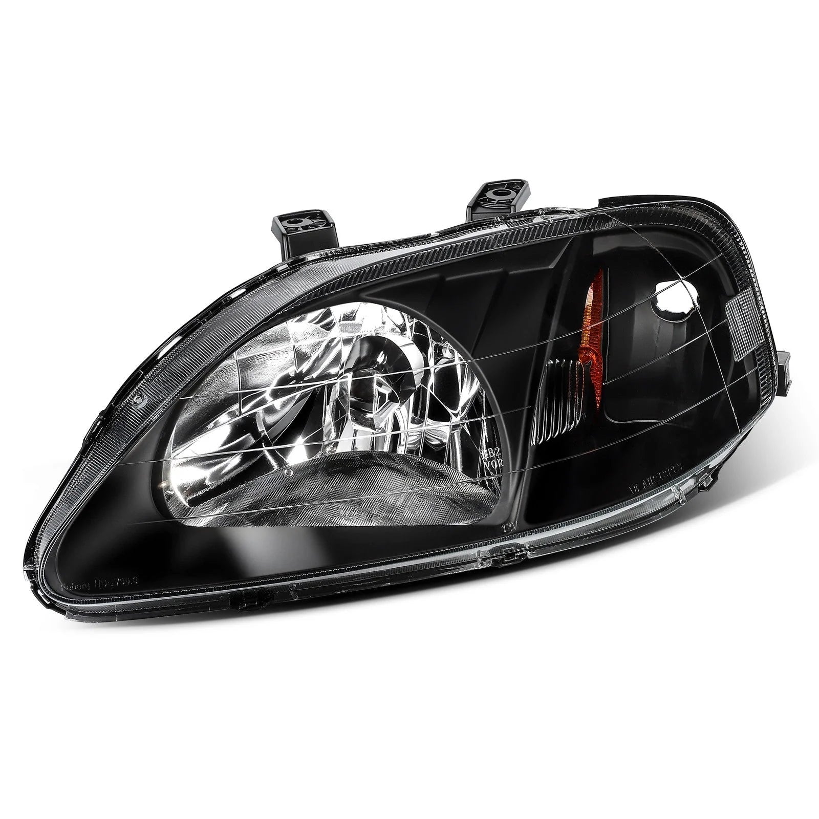 For 1999-2000 Honda Civic Front Headlights Assembly Black Headlamps Left + Right 6B93BC-57 [5]