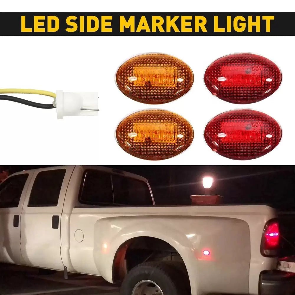 For 1999-2010 Ford F350 F450 Amber Side Red Fender Marker Dually Bed LED Lights 6B93BC-57 [1]
