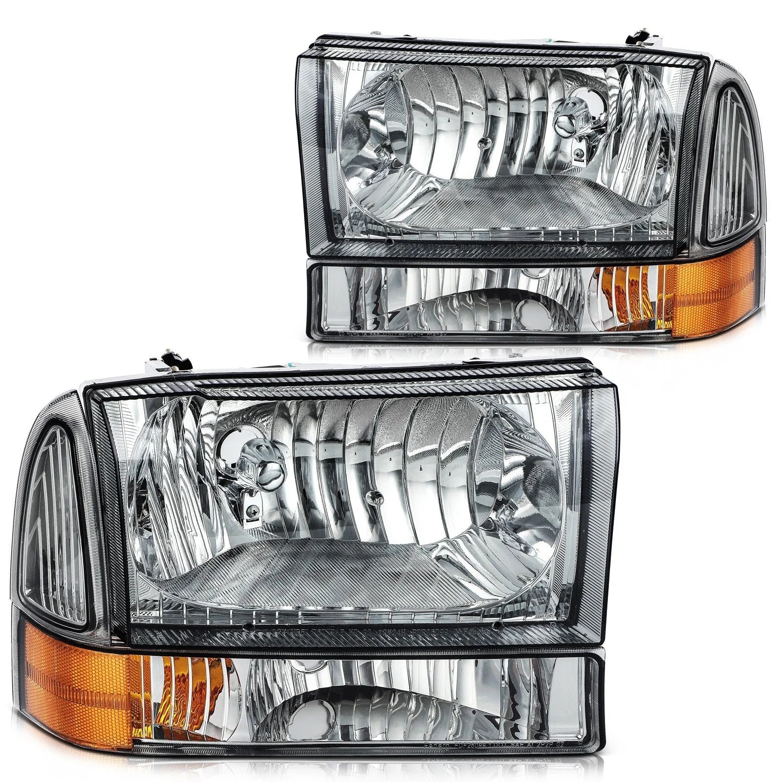 For 2000-2004 Ford Excursion Front Headlights Assembly Smoke Lamps Left + Right 6B93BC-57 [1]