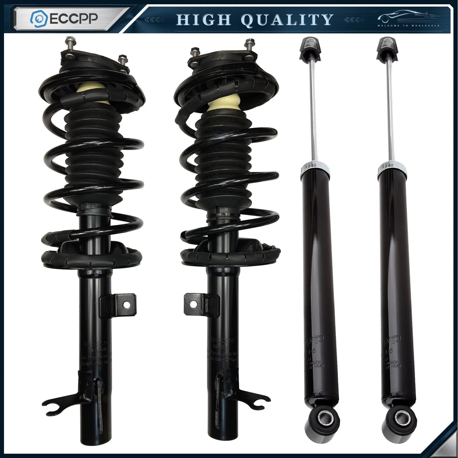 For 2000-2005 Ford Focus (4) Front Complete Struts Spring Assembly + Rear Shock 6B93BC-57 [1]