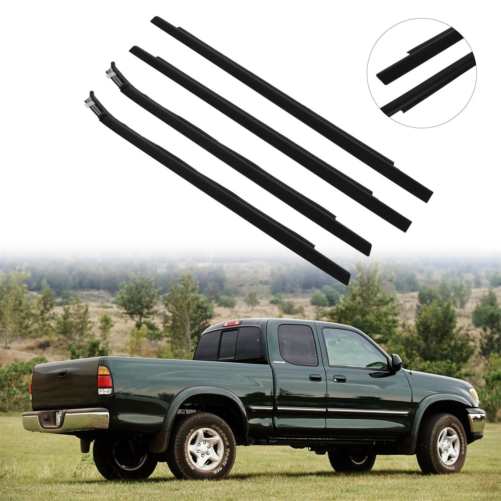 For 2000-2006 Toyota Tundra Door Window Seal Belt Molding Outer Front & Rear 6B93BC-57 [3]