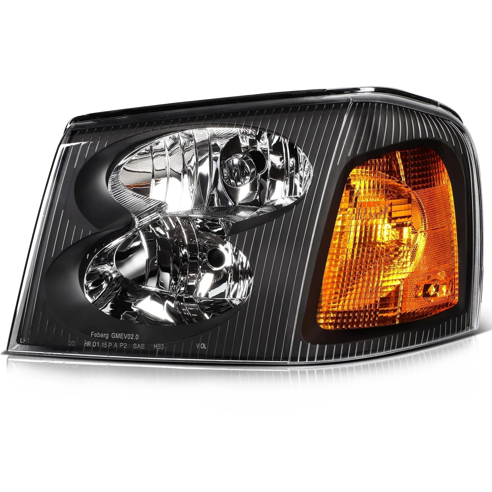 For 2002-05 GMC Jimmy 2002-2009 GMC Envoy Black Housing Headlights Assembly L+R 6B93BC-57 [4]
