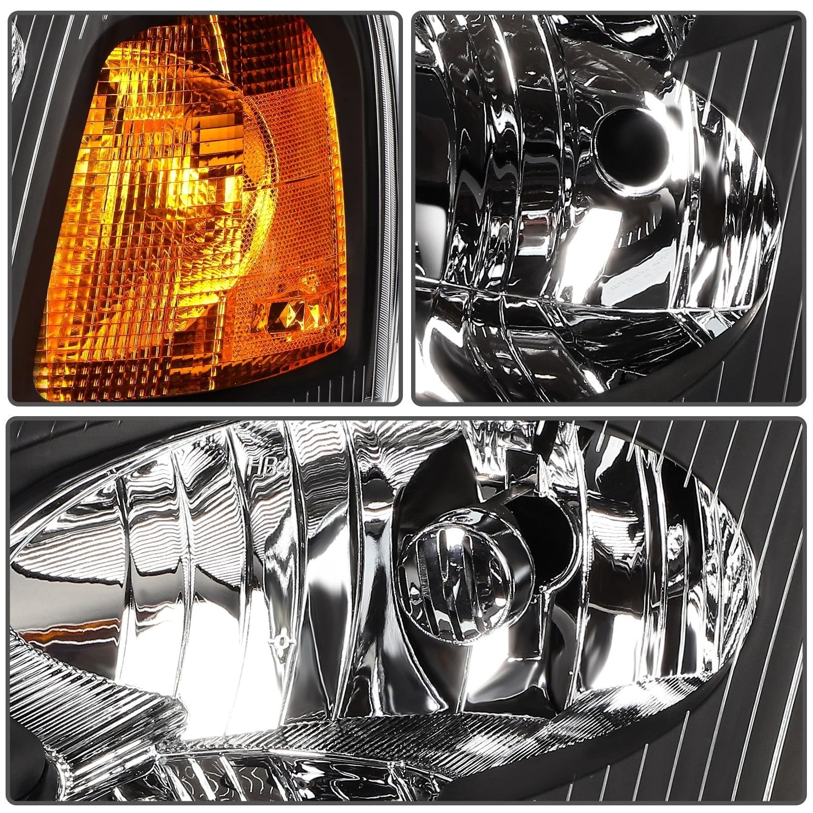 For 2002-05 GMC Jimmy 2002-2009 GMC Envoy Black Housing Headlights Assembly L+R 6B93BC-57 [9]