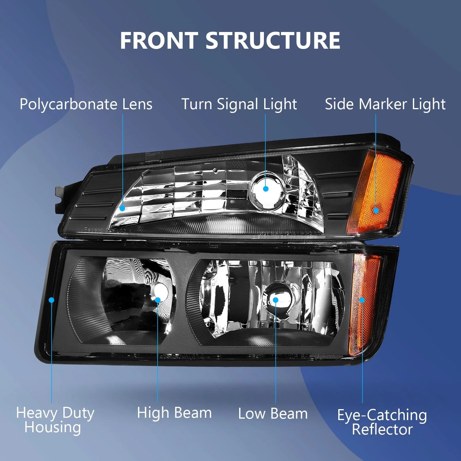 For 2002-2006 Chevy Avalanche Replacement Headlights Assembly Pair Clear Lens 6B93BC-57 [3]