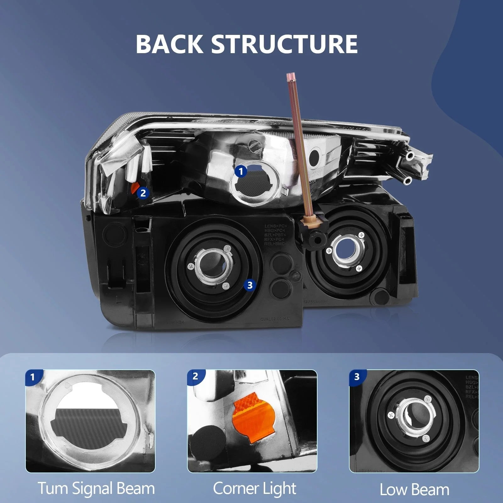 For 2002-2006 Chevy Avalanche Replacement Headlights Assembly Pair Clear Lens 6B93BC-57 [4]