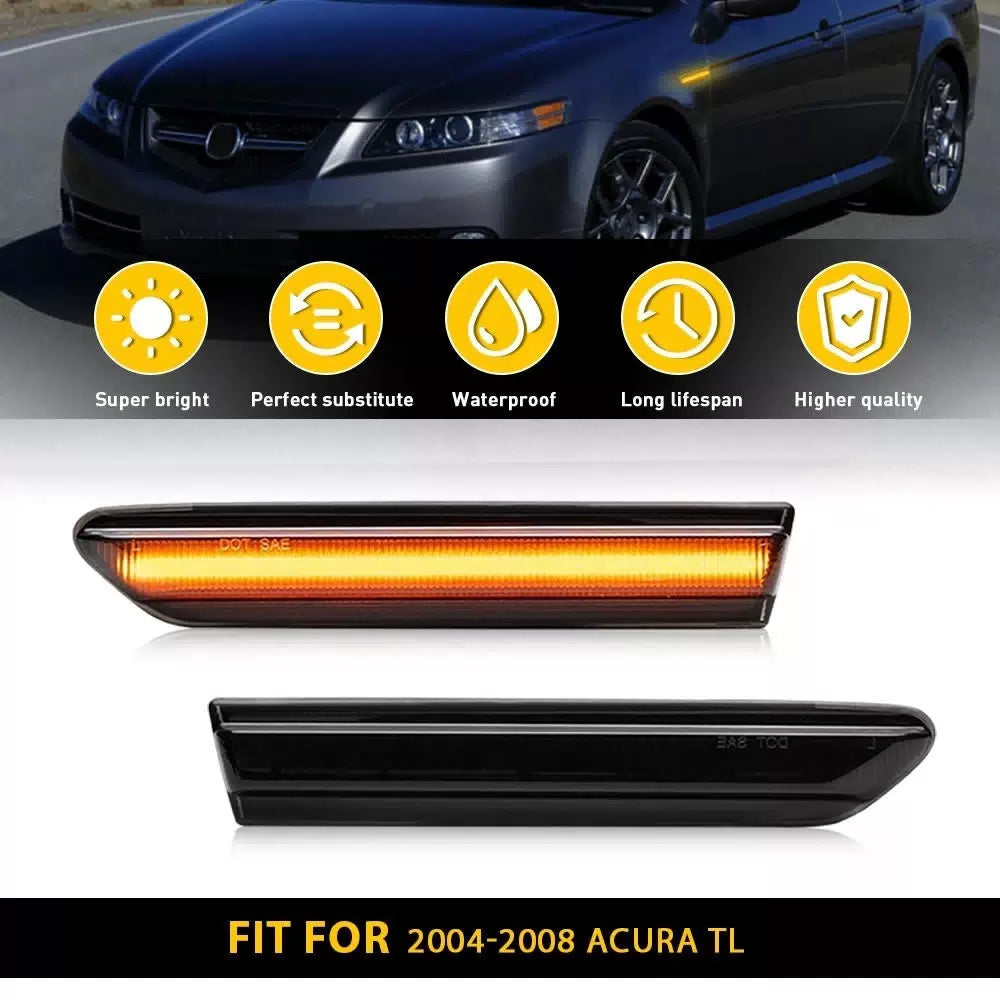 For 2004-2008 Acura TL Front LED Side Bumper Marker Smoked Lens Amber LED 2X EOA 6B93BC-57 [1]