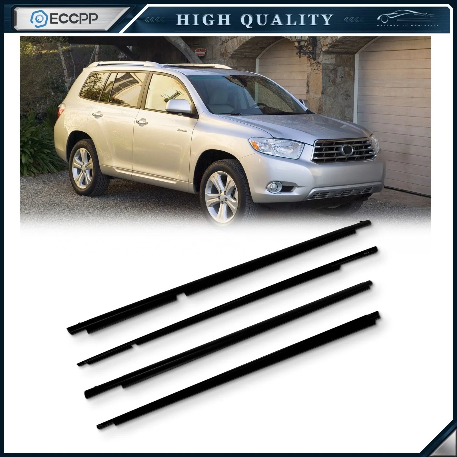 For 2008-2010 Toyota Highlander Door Window Seal Belt Molding Front & Rear KOEEP [1]