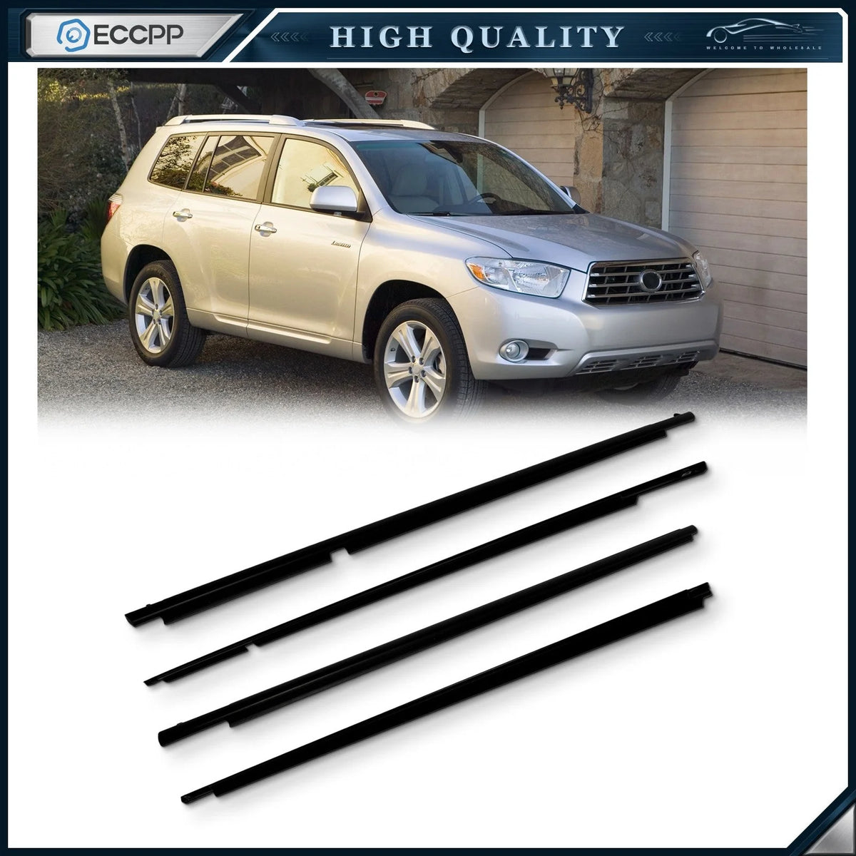 For 2008-2010 Toyota Highlander Door Window Seal Belt Molding Front & Rear KOEEP [1]
