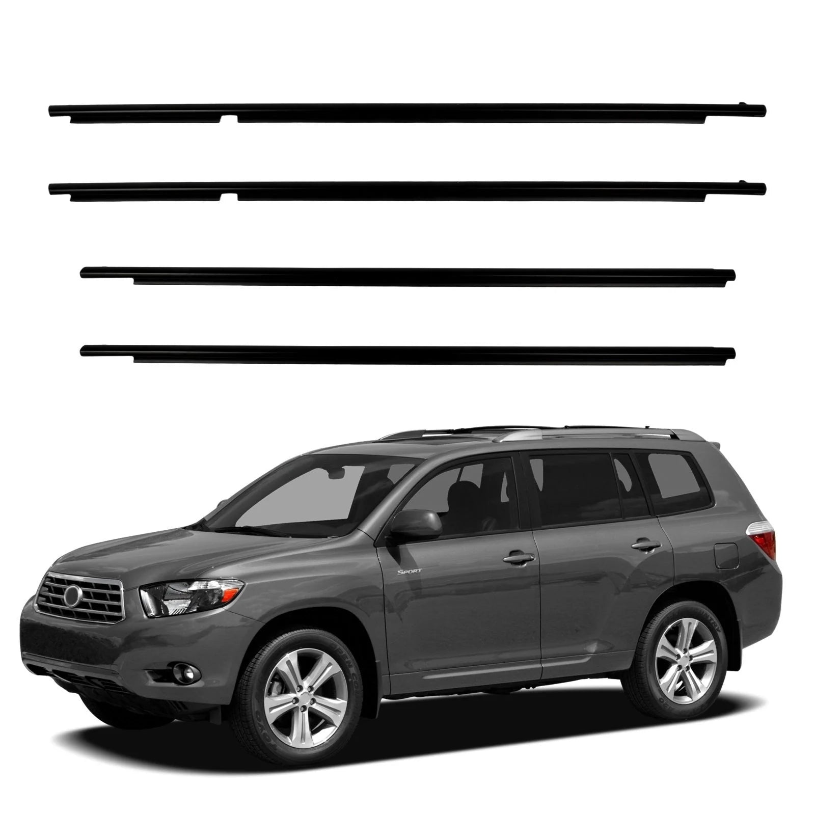 For 2008-2010 Toyota Highlander Door Window Seal Belt Molding Front & Rear KOEEP [5]