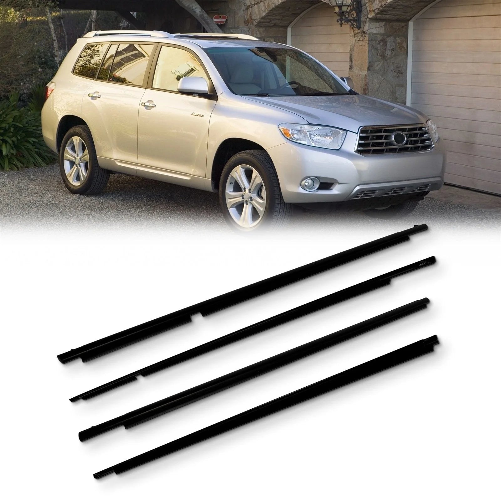 For 2008-2010 Toyota Highlander Door Window Seal Belt Molding Front & Rear KOEEP [7]