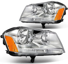 For 2008-2013 2014 Dodge Avenger SXT SE Chrome Housing Headlights Assembly L+R KOEEP [2]