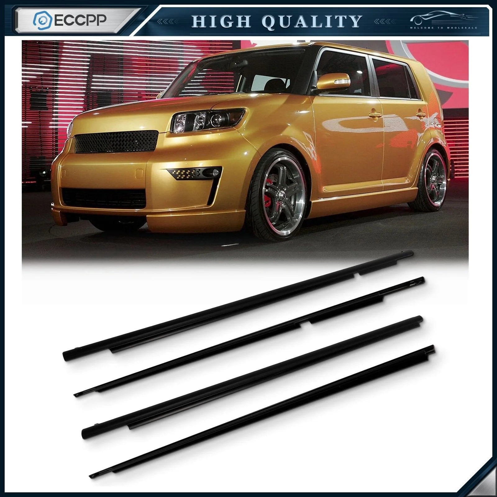 For 2008-2015 Scion xB Set of 4 Door Window Seal Belt Molding Front & Rear 6B93BC-57 [1]