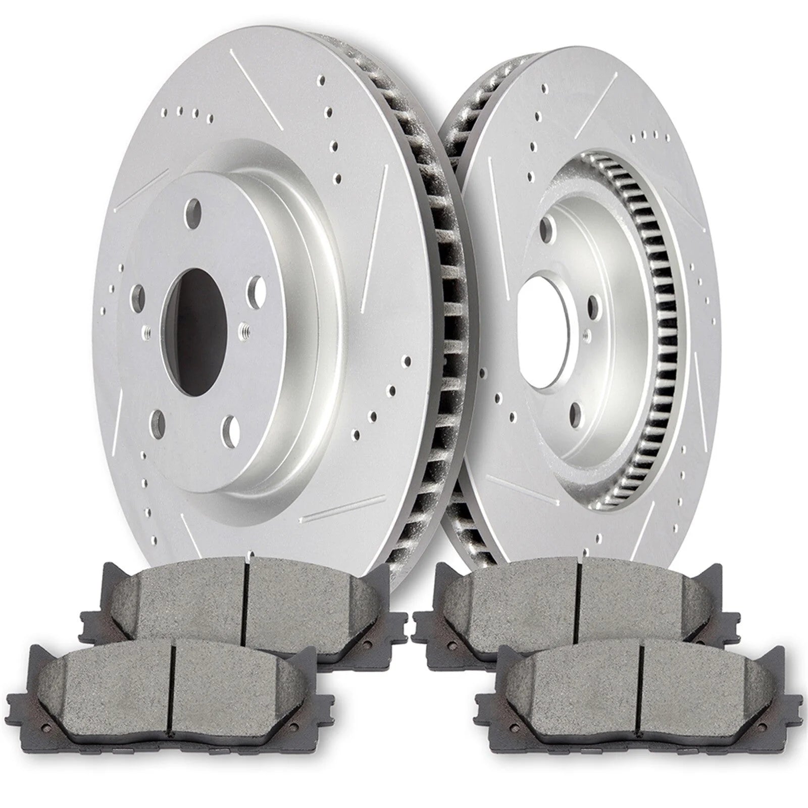 For 2008-2017 Toyota Camry Avalon Front Drilled & Slotted Rotors + Brake Pads 6B93BC-57 [1]