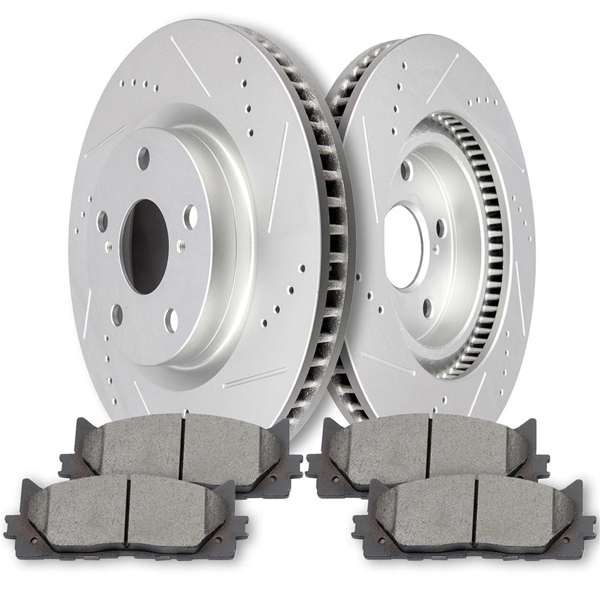 For 2008-2017 Toyota Camry Avalon Front Drilled & Slotted Rotors + Brake Pads 6B93BC-57 [1]