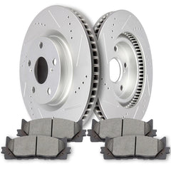 For 2008-2017 Toyota Camry Avalon Front Drilled & Slotted Rotors + Brake Pads 6B93BC-57 [1]