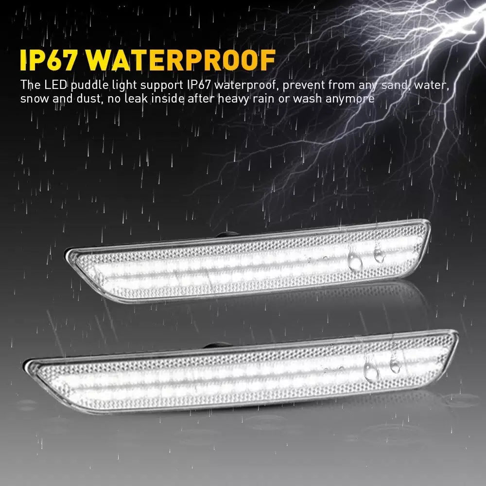 For 2010-14 Ford White Mustang LED Side Marker Light Lens Clear Front Rear 4pcs 6B93BC-57 [5]