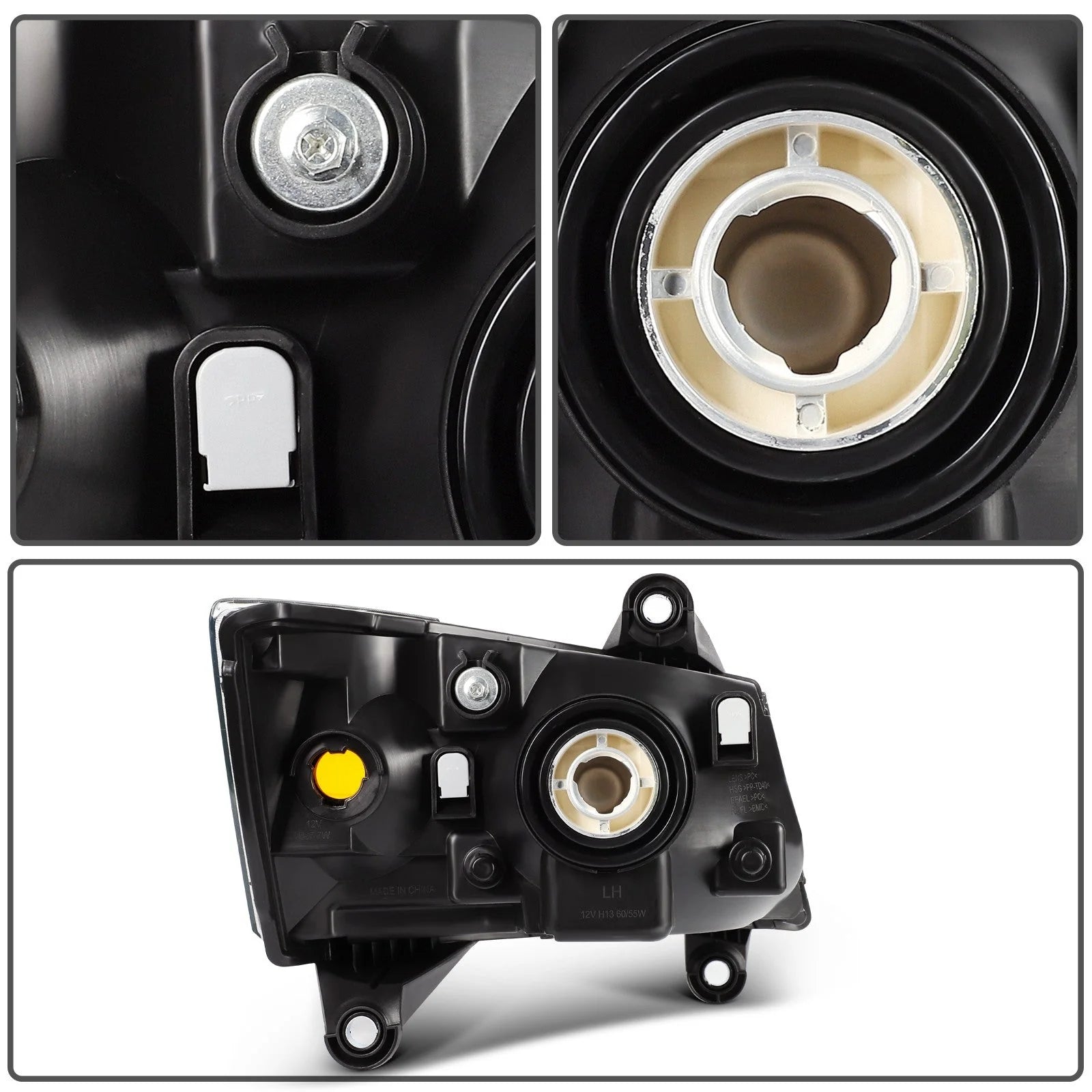 For 2010-2008 Dodge Grand Caravan Black Housing w/Amber L+R Headlights Assembly 6B93BC-57 [10]