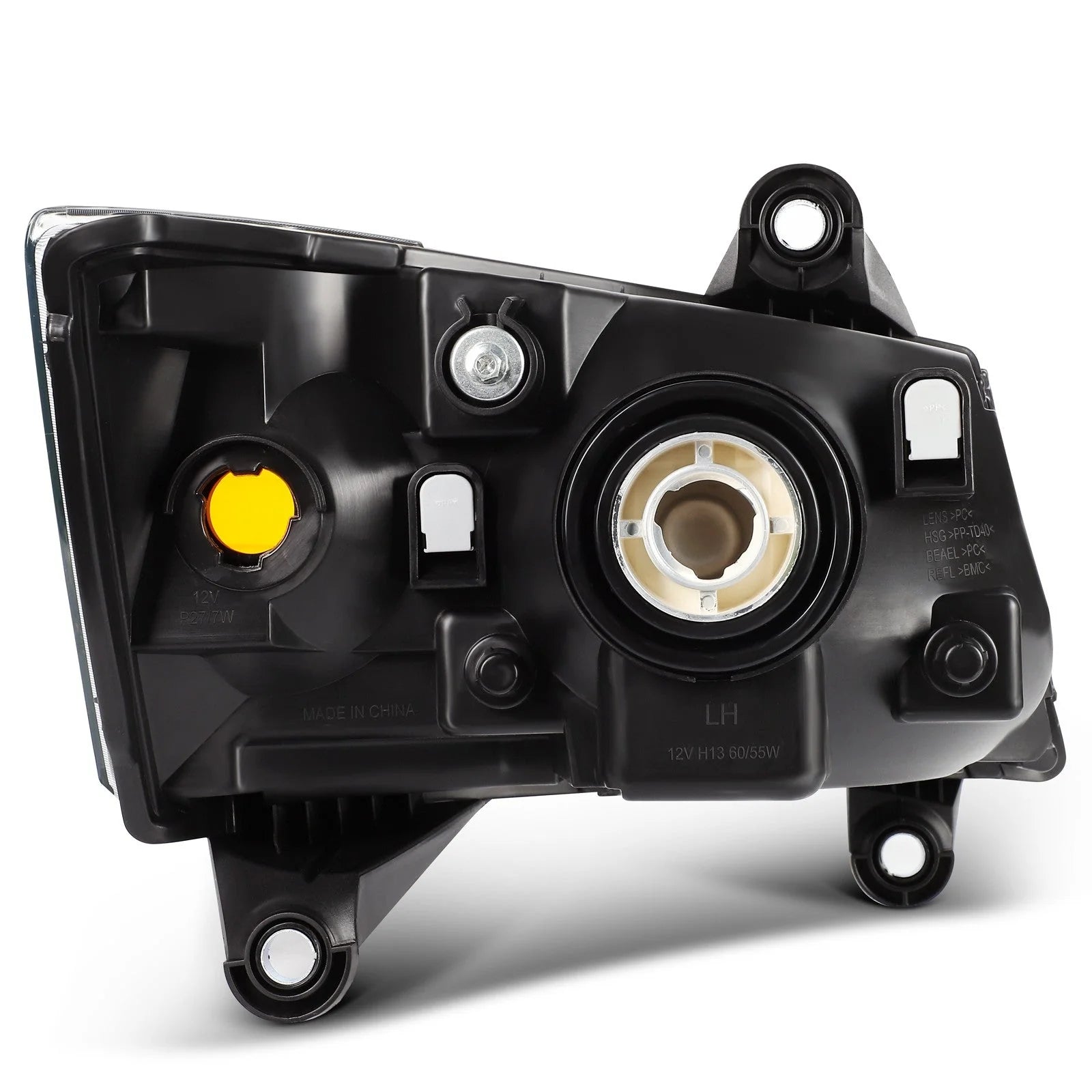 For 2010-2008 Dodge Grand Caravan Black Housing w/Amber L+R Headlights Assembly 6B93BC-57 [4]