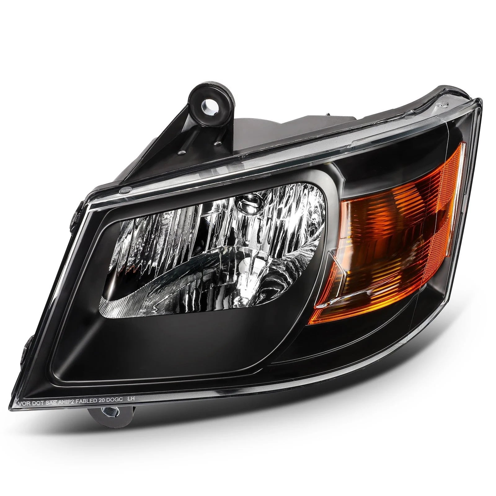 For 2010-2008 Dodge Grand Caravan Black Housing w/Amber L+R Headlights Assembly 6B93BC-57 [5]