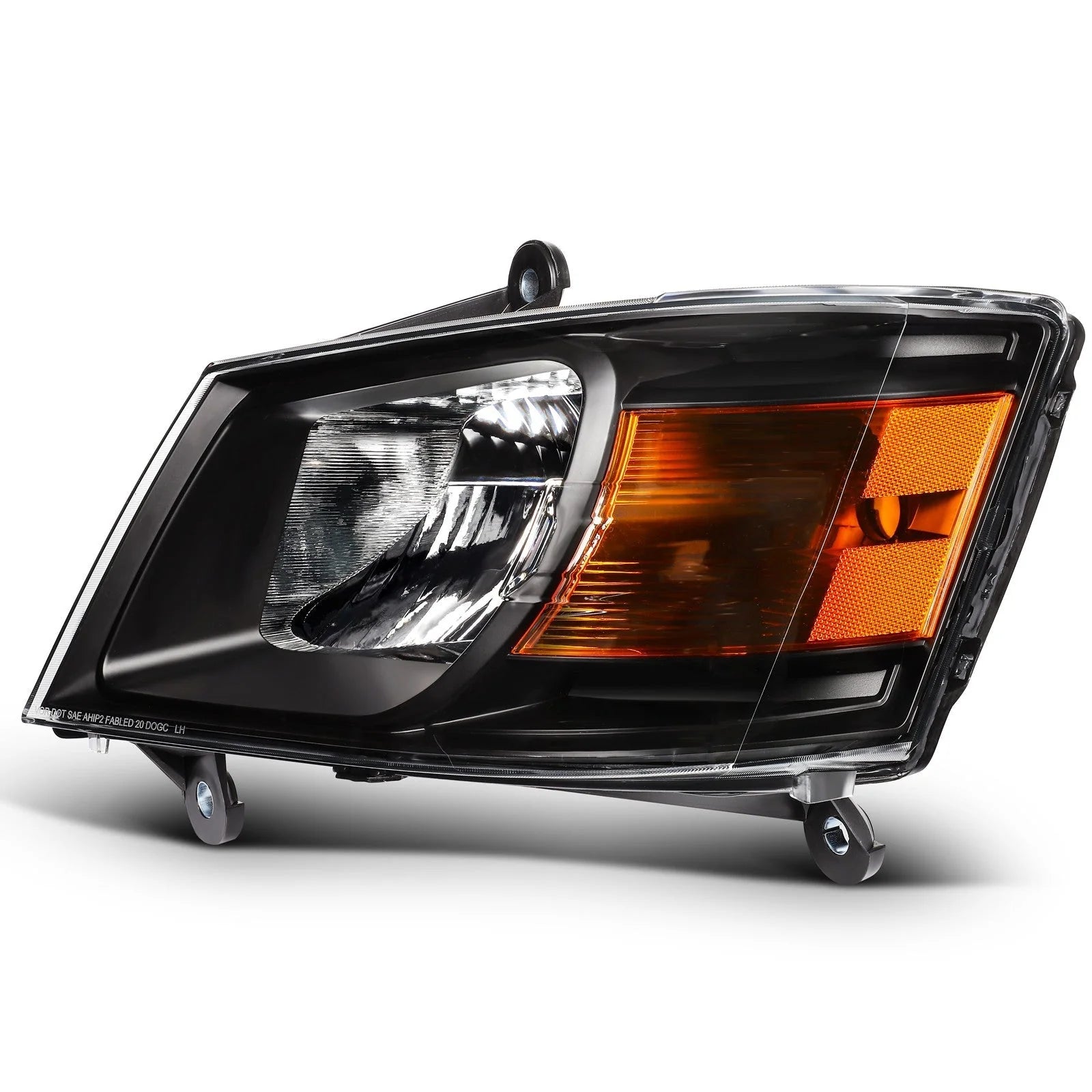 For 2010-2008 Dodge Grand Caravan Black Housing w/Amber L+R Headlights Assembly 6B93BC-57 [6]