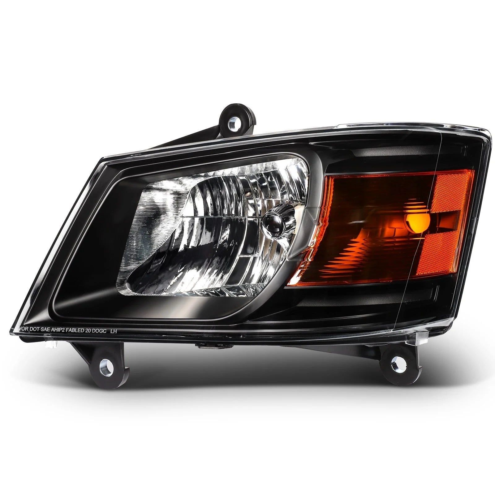 For 2010-2008 Dodge Grand Caravan Black Housing w/Amber L+R Headlights Assembly 6B93BC-57 [7]