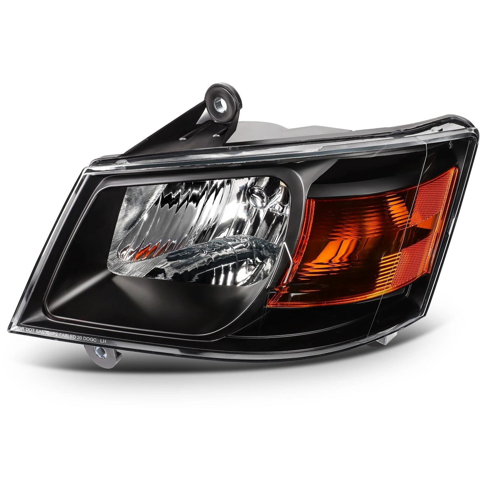 For 2010-2008 Dodge Grand Caravan Black Housing w/Amber L+R Headlights Assembly 6B93BC-57 [8]
